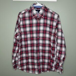 Men's small Tommy Hilfiger red plaid button up